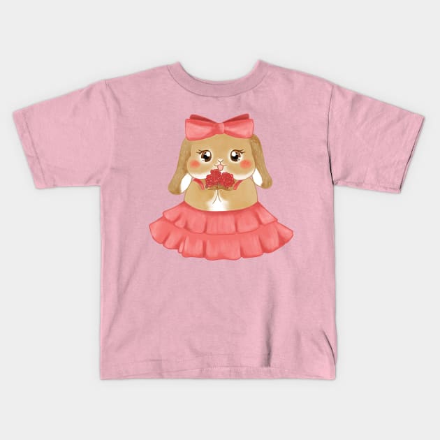 Bunny Flower Girl _ Bailey Pink Bow and Dress _ Bunniesmee Wedding Edition Kids T-Shirt by GambarGrace